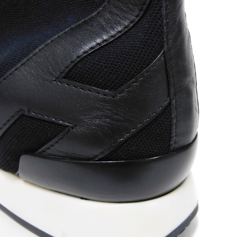 HERMES sneakers 182392Z fabric black 41 1/2 H Mark Knit Socks Calfskin 10.4" Logo embossing Tokyo Cross Trainer mens Used