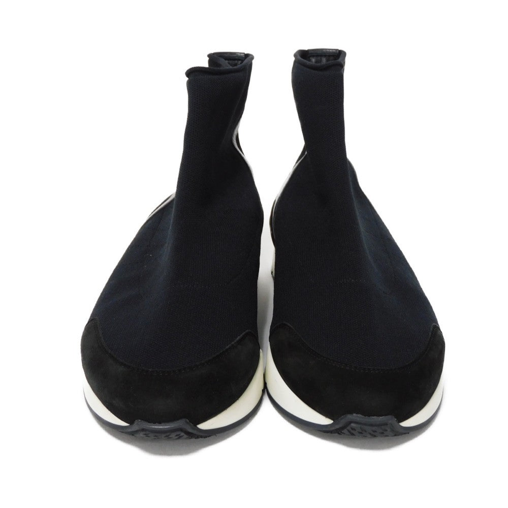 HERMES sneakers 182392Z fabric black 41 1/2 H Mark Knit Socks Calfskin 10.4" Logo embossing Tokyo Cross Trainer mens Used
