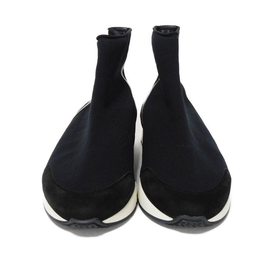 HERMES sneakers 182392Z fabric black 41 1/2 H Mark Knit Socks Calfskin 10.4" Logo embossing Tokyo Cross Trainer mens Used
