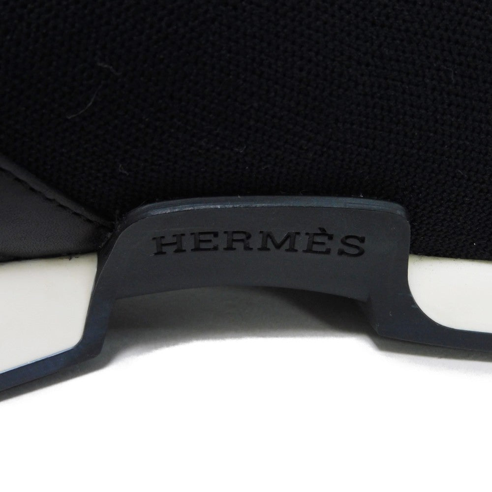 HERMES sneakers 182392Z fabric black 41 1/2 H Mark Knit Socks Calfskin 10.4" Logo embossing Tokyo Cross Trainer mens Used