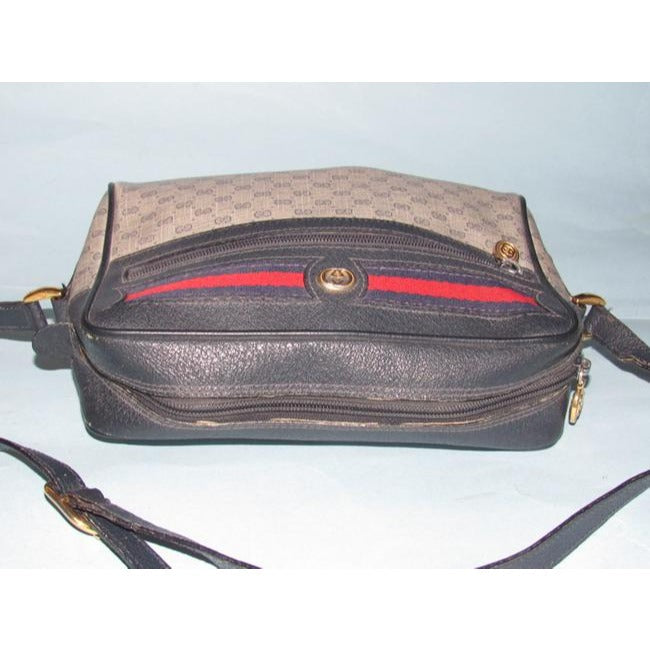 Gucci Crossbody W Micro Guccissima Canvasleather Shouldercrossbody Navy G Printredblue Stripe Coated