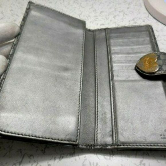 Gucci Microguccissima Silver Leather XL Continenta