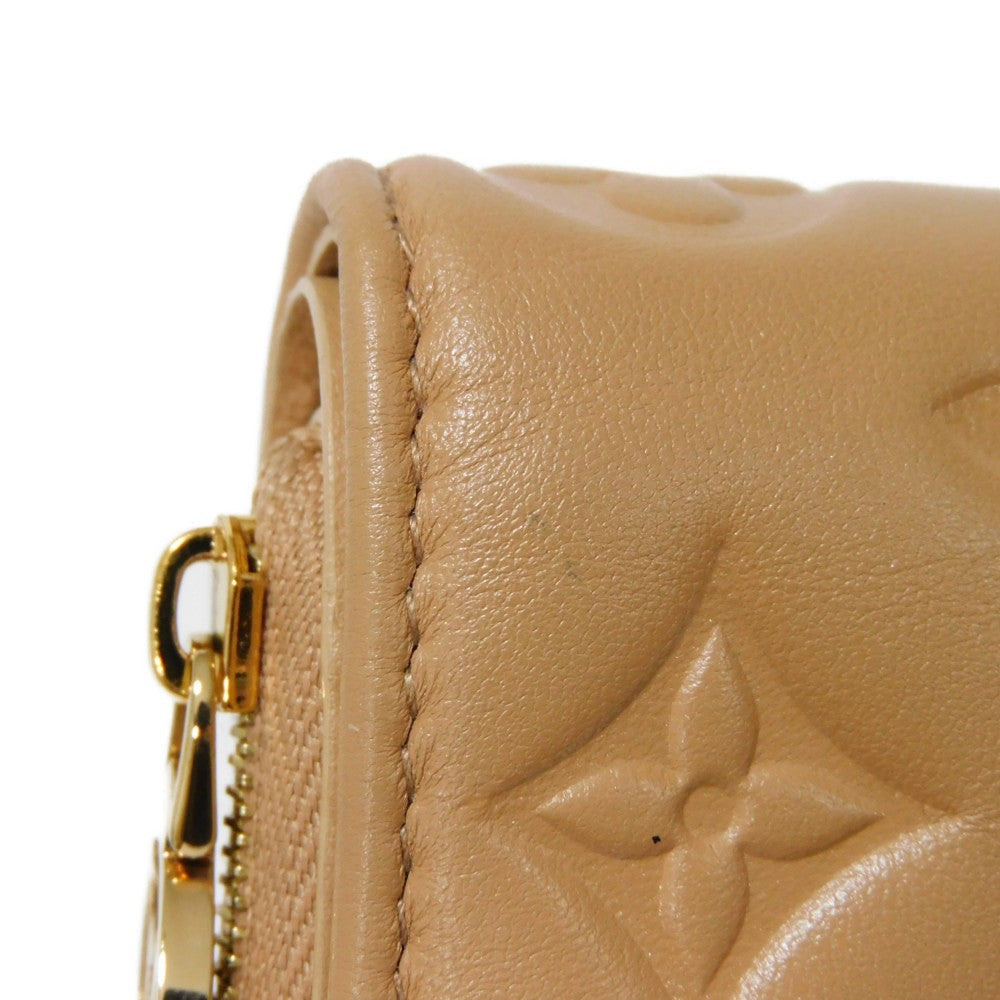 LOUIS VUITTON Bifold Wallet M81673 Lamb leather (monogram type push) x calf leather Camel Monogram emboss Portefeuille Lou