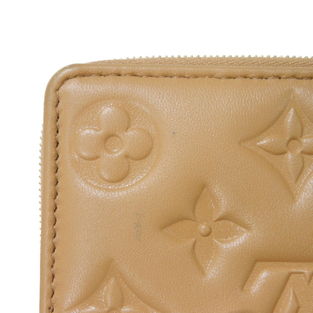 LOUIS VUITTON Bifold Wallet M81673 Lamb leather (monogram type push) x calf leather Camel Monogram emboss Portefeuille Lou