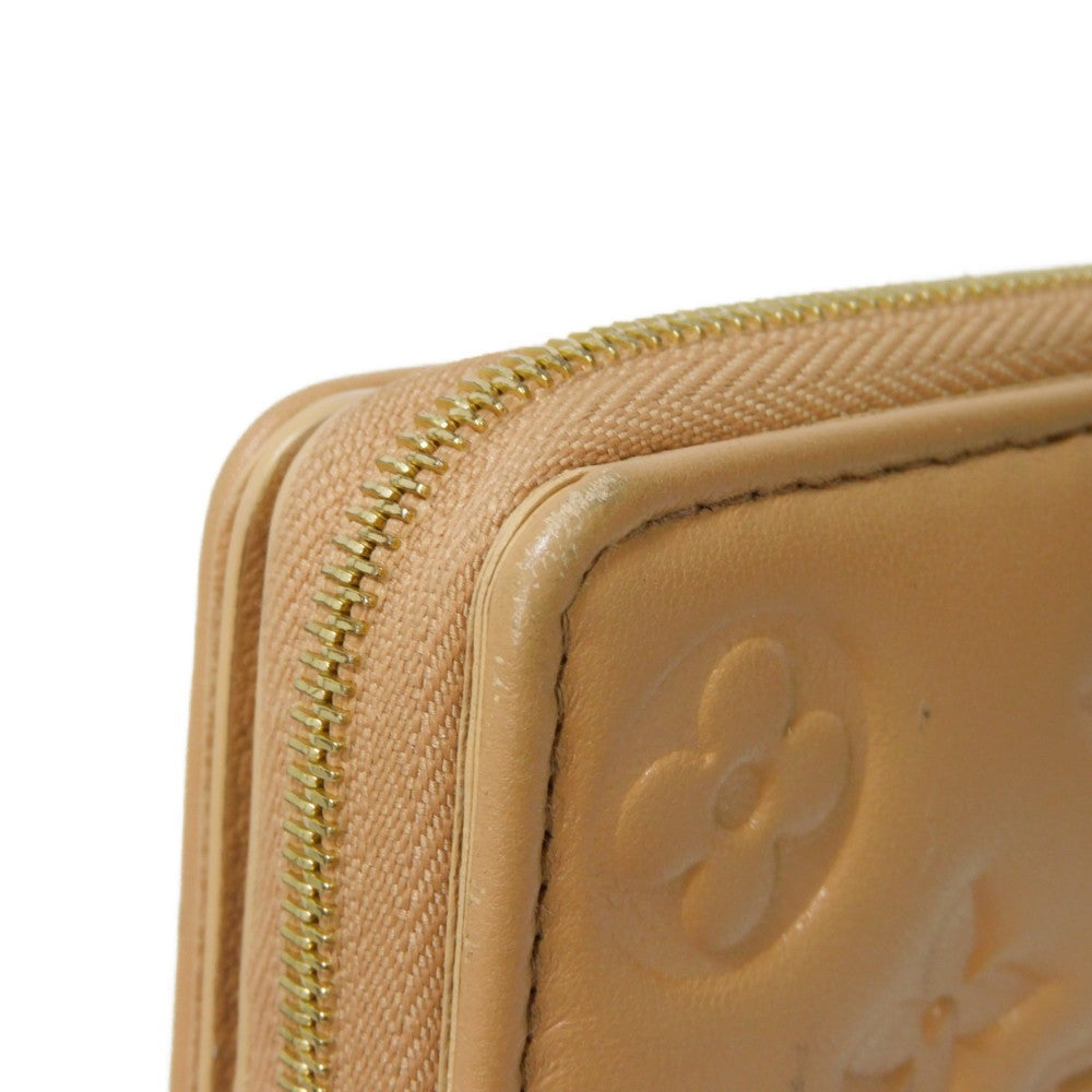 LOUIS VUITTON Bifold Wallet M81673 Lamb leather (monogram type push) x calf leather Camel Monogram emboss Portefeuille Lou