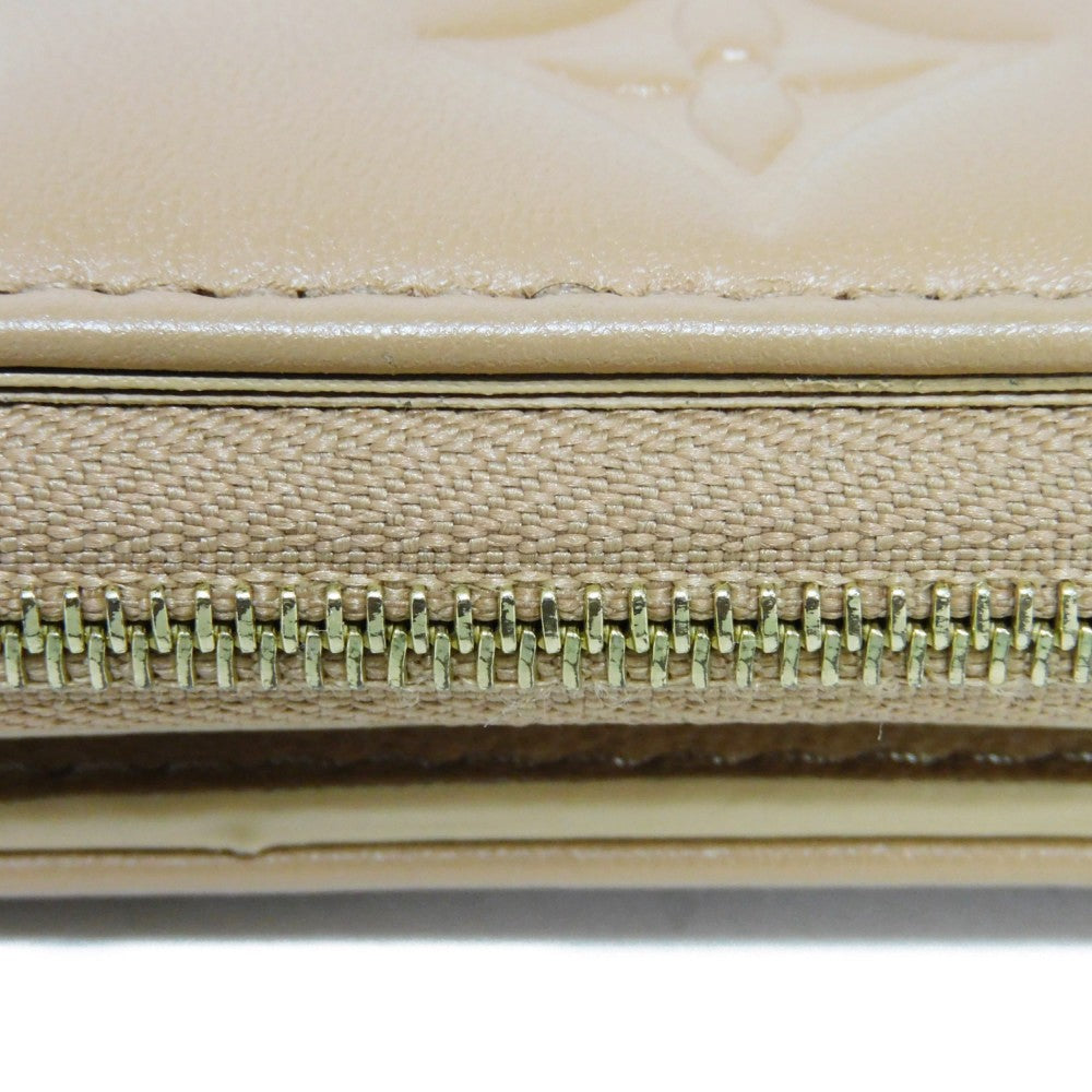 LOUIS VUITTON Bifold Wallet M81673 Lamb leather (monogram type push) x calf leather Camel Monogram emboss Portefeuille Lou