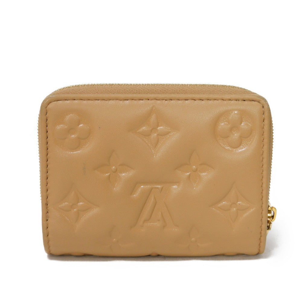 LOUIS VUITTON Bifold Wallet M81673 Lamb leather (monogram type push) x calf leather Camel Monogram emboss Portefeuille Lou