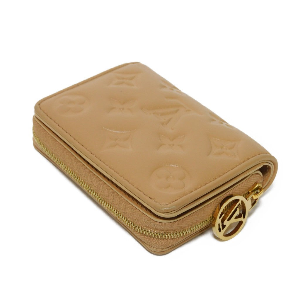 LOUIS VUITTON Bifold Wallet M81673 Lamb leather (monogram type push) x calf leather Camel Monogram emboss Portefeuille Lou