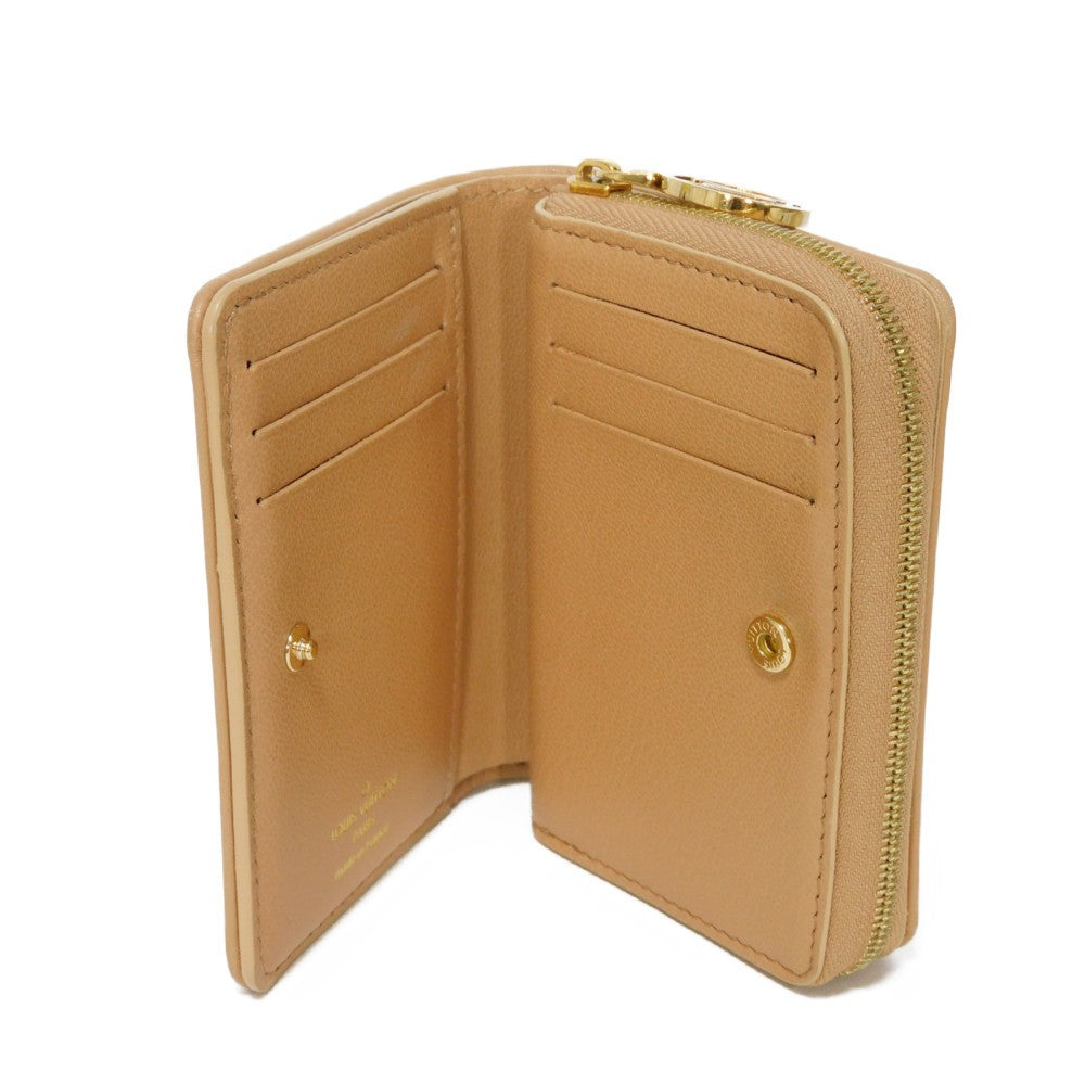 LOUIS VUITTON Bifold Wallet M81673 Lamb leather (monogram type push) x calf leather Camel Monogram emboss Portefeuille Lou