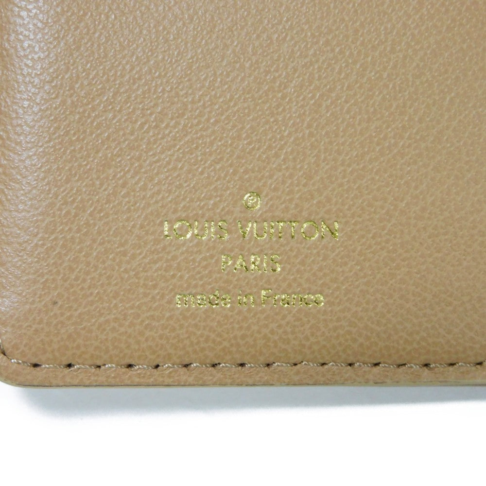 LOUIS VUITTON Bifold Wallet M81673 Lamb leather (monogram type push) x calf leather Camel Monogram emboss Portefeuille Lou