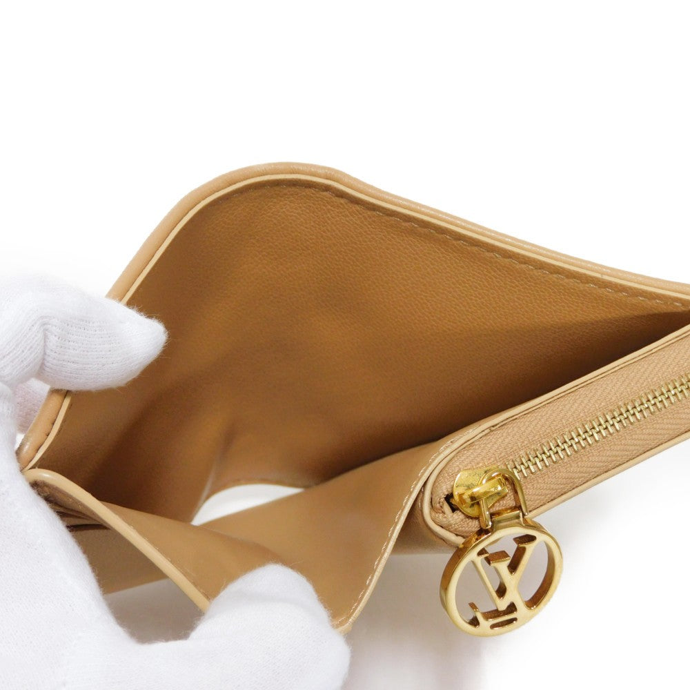 LOUIS VUITTON Bifold Wallet M81673 Lamb leather (monogram type push) x calf leather Camel Monogram emboss Portefeuille Lou