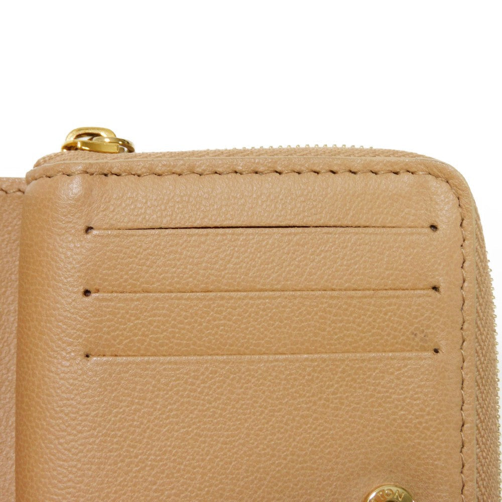 LOUIS VUITTON Bifold Wallet M81673 Lamb leather (monogram type push) x calf leather Camel Monogram emboss Portefeuille Lou