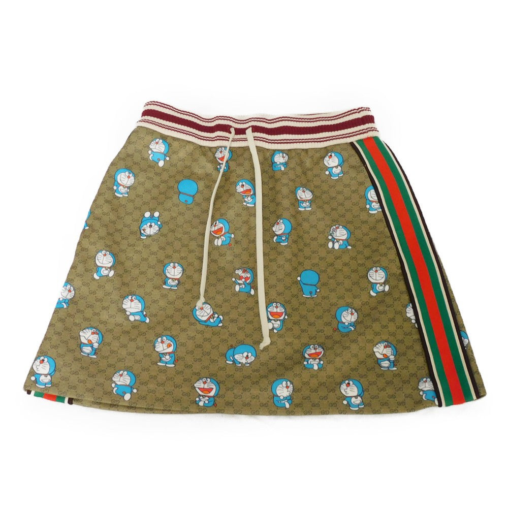 GUCCI skirt 656596 XJDH4 2138 Polyester 55(%) x Cotton 45(%) Brown x Bordeauxx Green x Red Fujiko Fujio Web XXS 155/60Y Mini GG Supreme Doraemon Technical Jersey Women Used