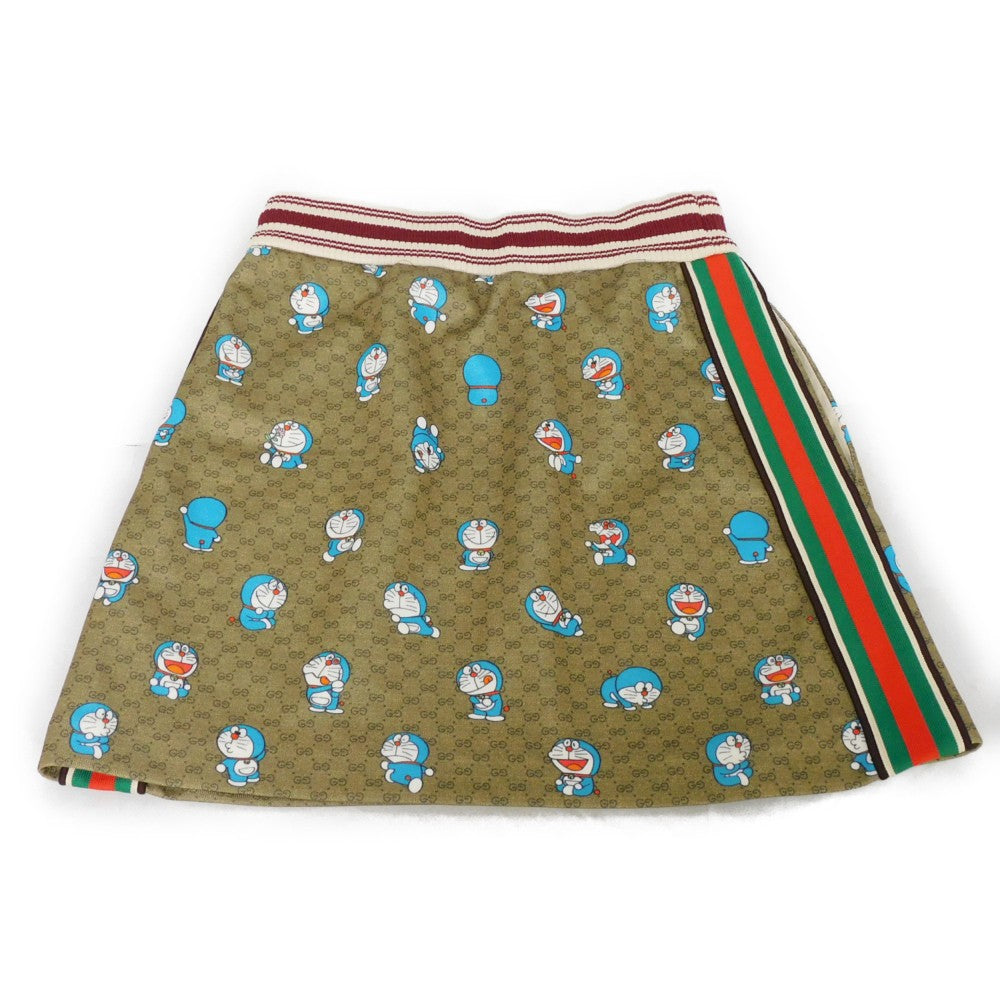 GUCCI skirt 656596 XJDH4 2138 Polyester 55(%) x Cotton 45(%) Brown x Bordeauxx Green x Red Fujiko Fujio Web XXS 155/60Y Mini GG Supreme Doraemon Technical Jersey Women Used