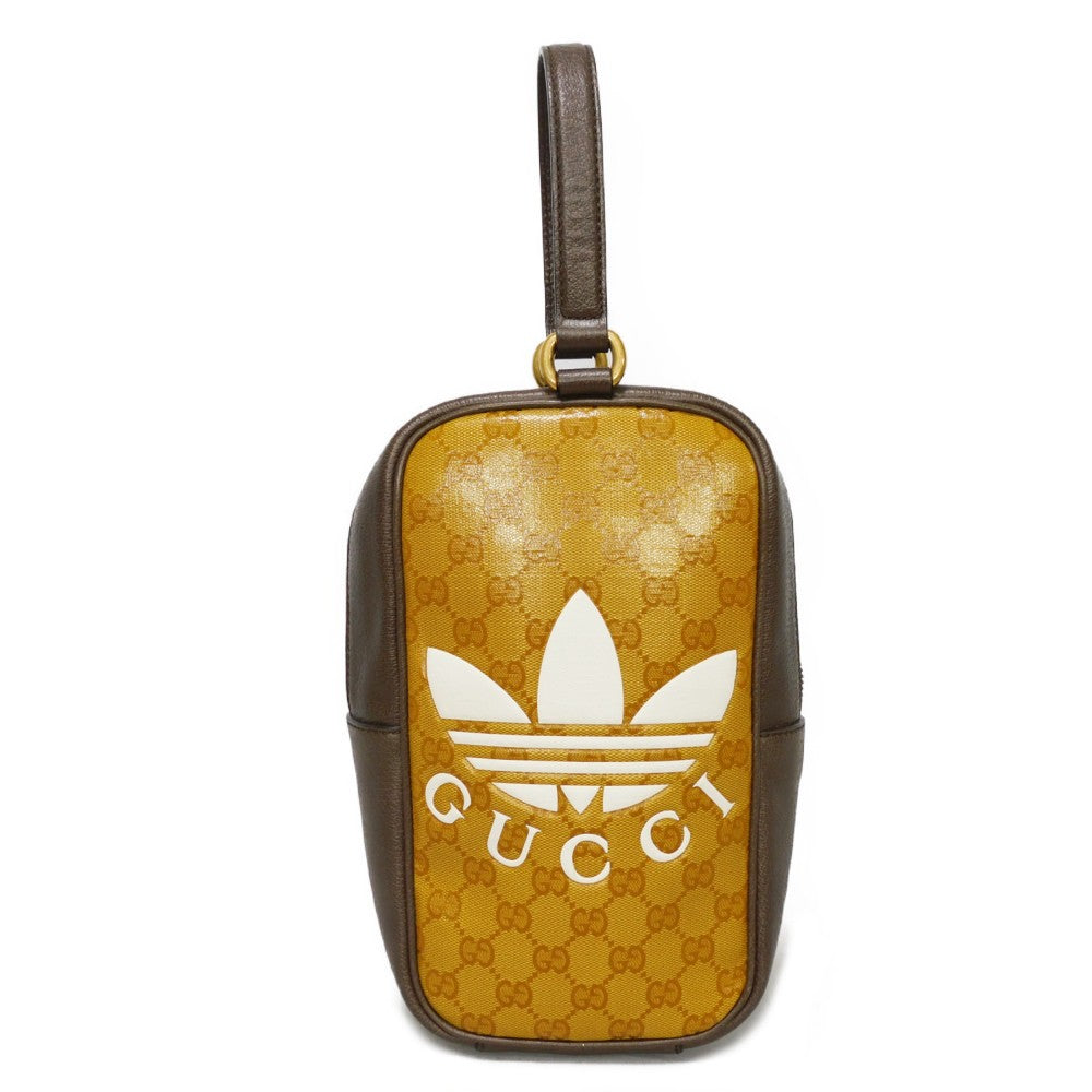 GUCCI Handbag 702387 UVSAT 7267 GG Crystal Canvas (Plastics finish) x Calf leather beige trefoil logo brown Adidas GG Crystal Mini Top Handle Bag unisex(Unisex) Used