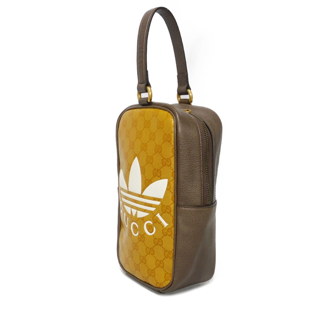 GUCCI Handbag 702387 UVSAT 7267 GG Crystal Canvas (Plastics finish) x Calf leather beige trefoil logo brown Adidas GG Crystal Mini Top Handle Bag unisex(Unisex) Used