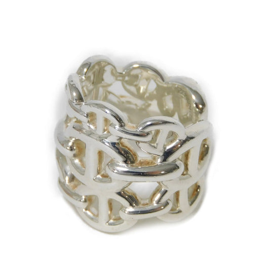 HERMES Ring Ag925 Silver Anchor Chain Chene Dunkle Enchane GM