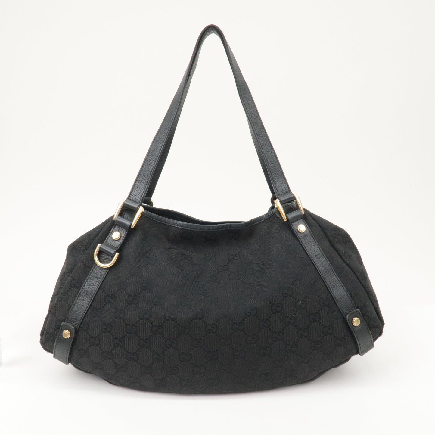 GUCCI Abbey GG Canvas Leather Tote Bag Shoulder Bag Black 130736