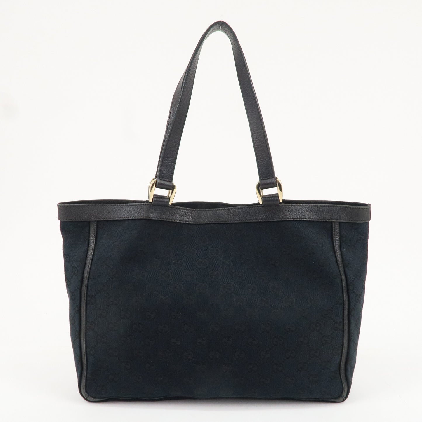 GUCCI Abbey GG Canvas Leather Tote Bag Hand Bag Black 146247