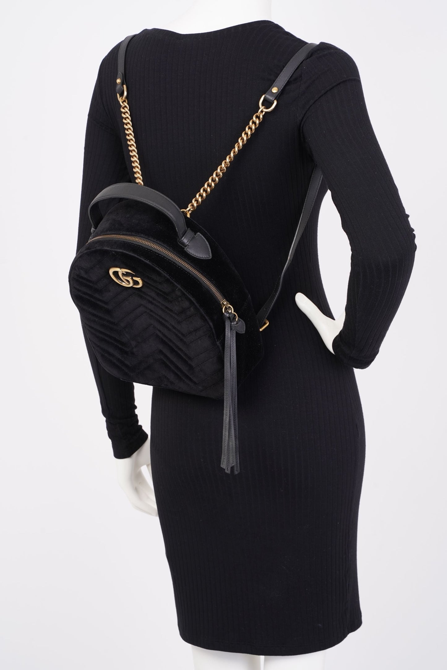 Gucci GG Marmont Matelasse Backpack Black Velvet