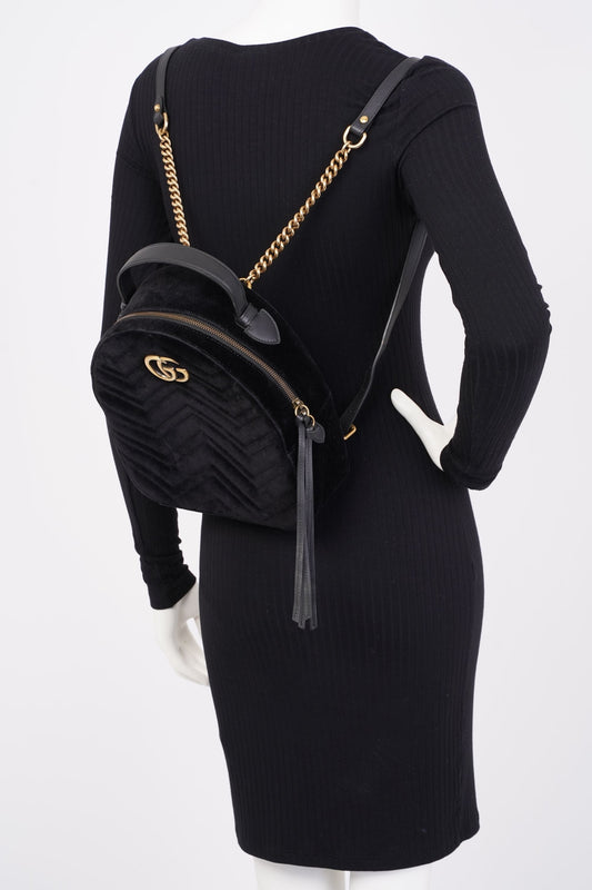 Gucci GG Marmont Matelasse Backpack Black Velvet