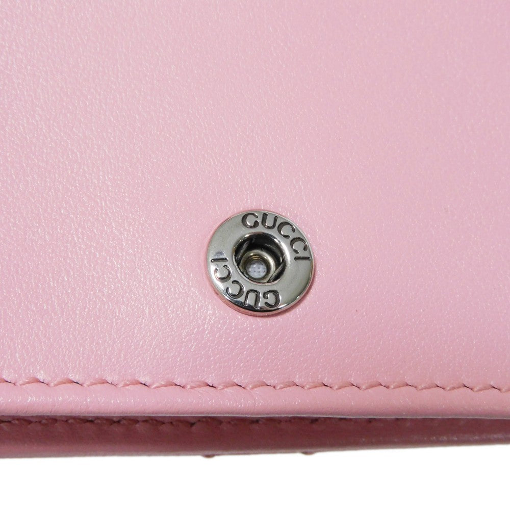 GUCCI Bifold Wallet 625693 DTD1T 5815 Calf leather Wild rose Chevron, in good condition GG Marmont Quilted Compact Chain Wallet Women Used