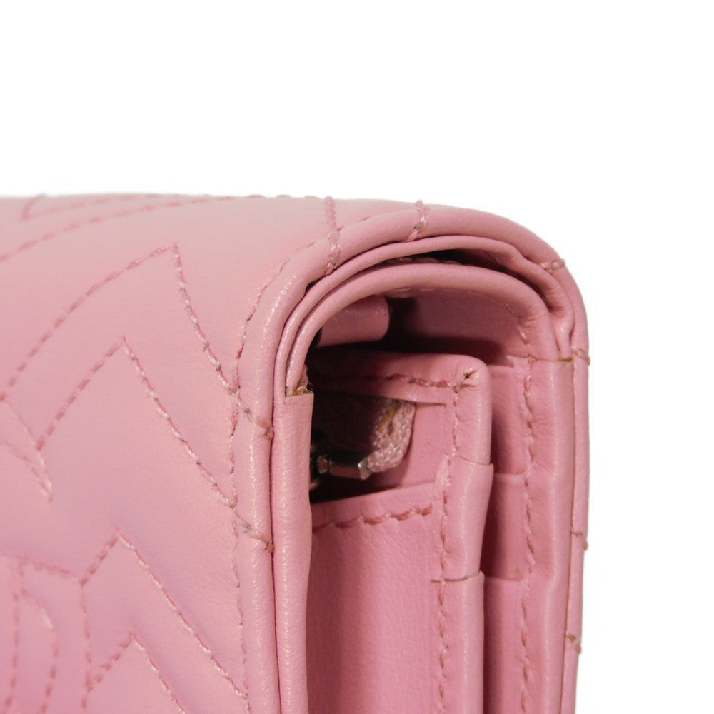 GUCCI Bifold Wallet 625693 DTD1T 5815 Calf leather Wild rose Chevron, in good condition GG Marmont Quilted Compact Chain Wallet Women Used