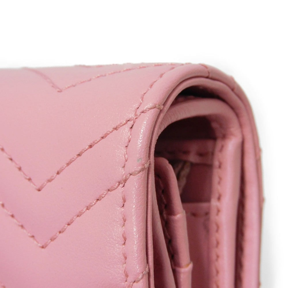 GUCCI Bifold Wallet 625693 DTD1T 5815 Calf leather Wild rose Chevron, in good condition GG Marmont Quilted Compact Chain Wallet Women Used