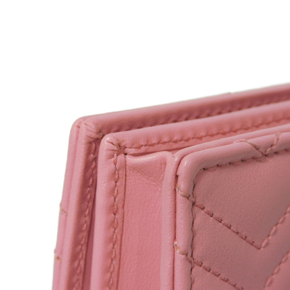 GUCCI Bifold Wallet 625693 DTD1T 5815 Calf leather Wild rose Chevron, in good condition GG Marmont Quilted Compact Chain Wallet Women Used