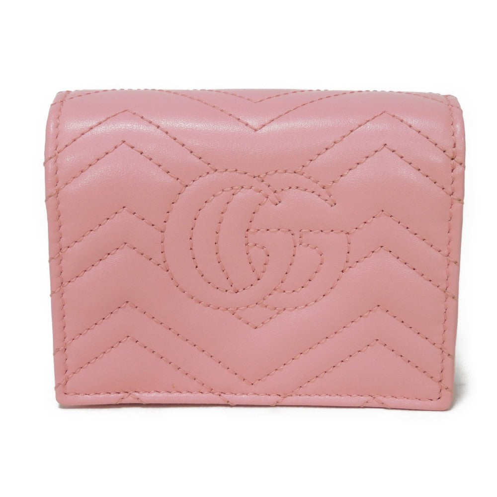 GUCCI Bifold Wallet 625693 DTD1T 5815 Calf leather Wild rose Chevron, in good condition GG Marmont Quilted Compact Chain Wallet Women Used