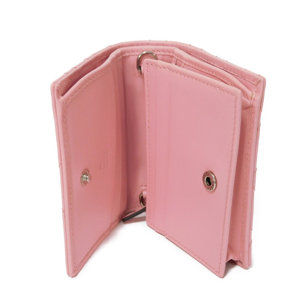 GUCCI Bifold Wallet 625693 DTD1T 5815 Calf leather Wild rose Chevron, in good condition GG Marmont Quilted Compact Chain Wallet Women Used