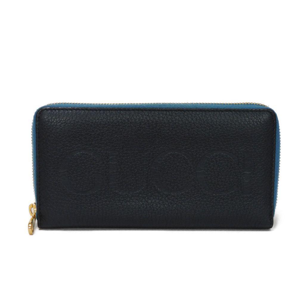GUCCI Long Wallet Purse 658691 0E8IG 4432 Grain calf leather (embossed) black Logo embossing Zip around wallet