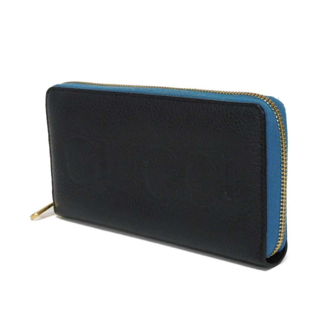 GUCCI Long Wallet Purse 658691 0E8IG 4432 Grain calf leather (embossed) black Logo embossing Zip around wallet