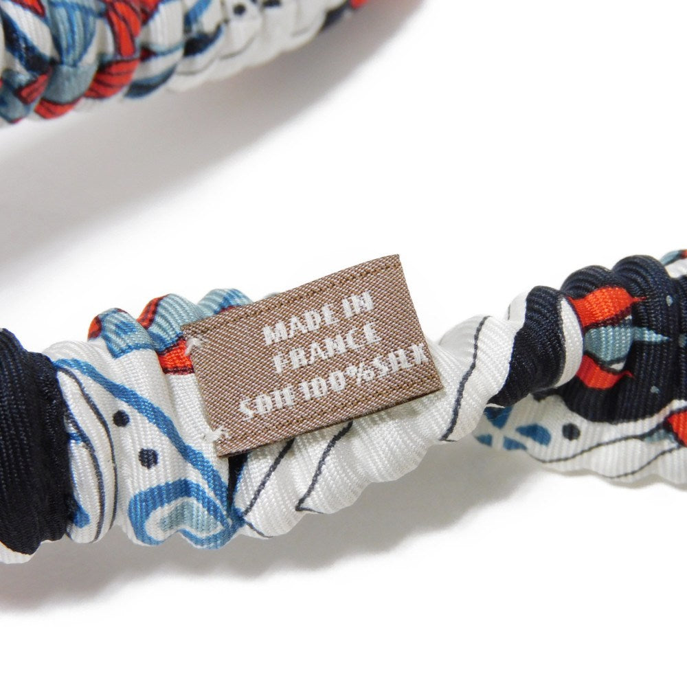 HERMES Necklace silk multicolor Logo embossing Petite Ash Pleated