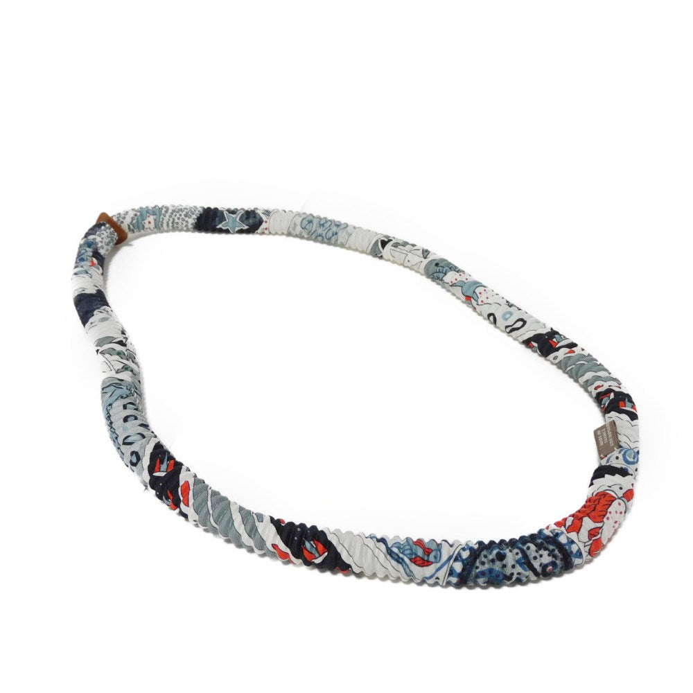 HERMES Necklace silk multicolor Logo embossing Petite Ash Pleated