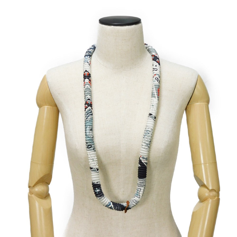 HERMES Necklace silk multicolor Logo embossing Petite Ash Pleated