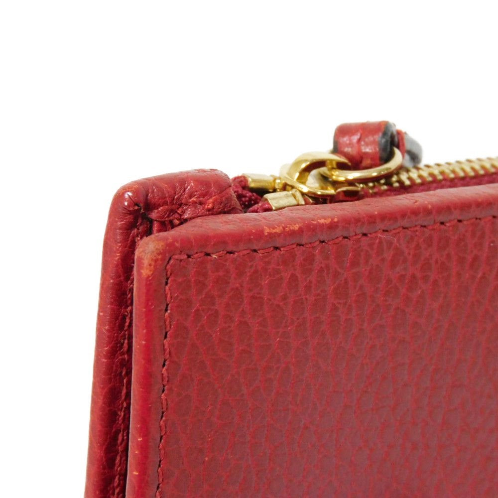 GUCCI Bifold Wallet 546588 Textured leather Red Petit Marmont GG Marmont Compact Zip Wallet