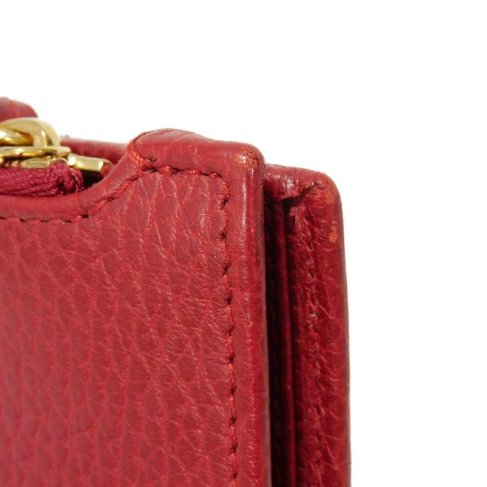 GUCCI Bifold Wallet 546588 Textured leather Red Petit Marmont GG Marmont Compact Zip Wallet