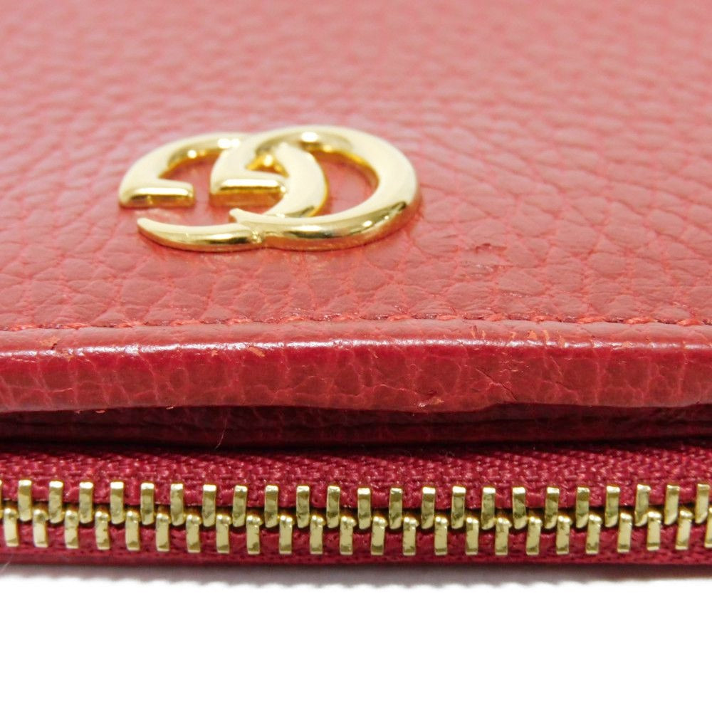 GUCCI Bifold Wallet 546588 Textured leather Red Petit Marmont GG Marmont Compact Zip Wallet