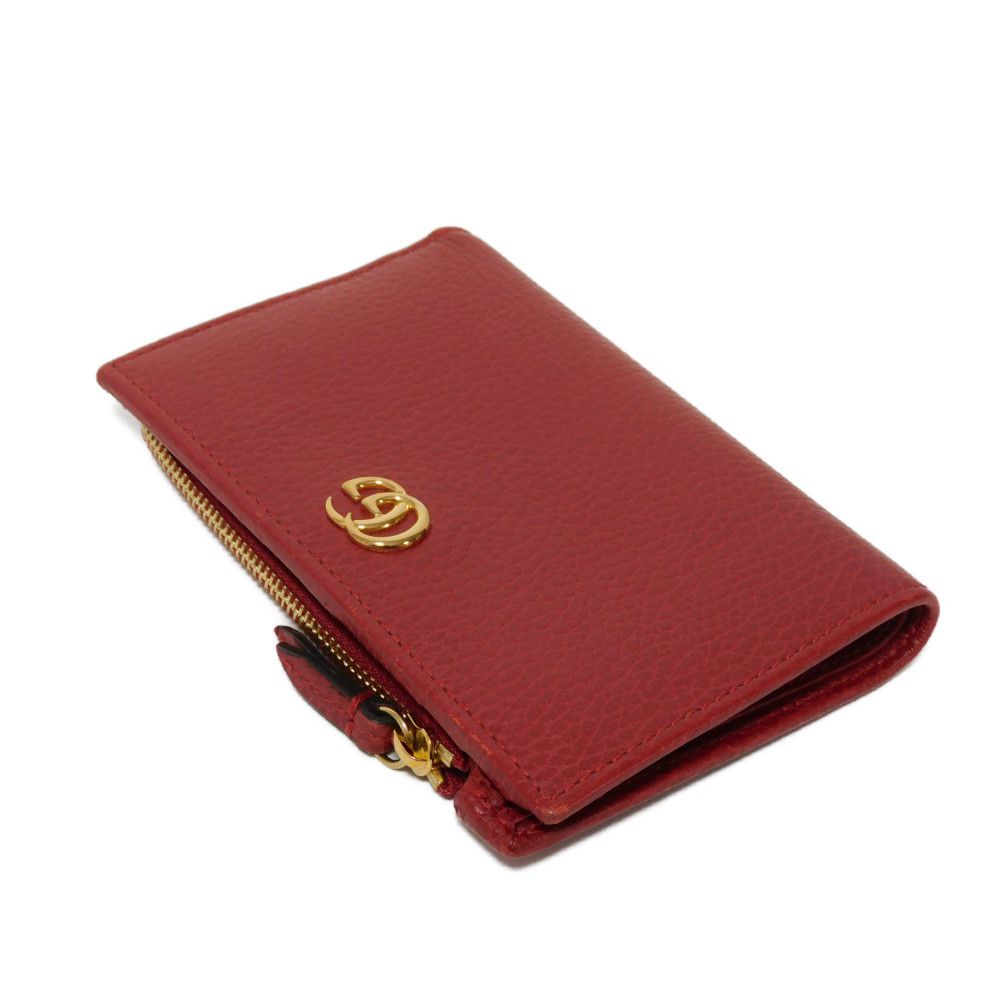 GUCCI Bifold Wallet 546588 Textured leather Red Petit Marmont GG Marmont Compact Zip Wallet