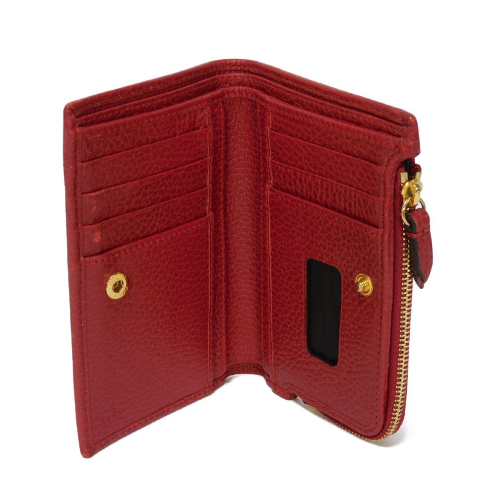 GUCCI Bifold Wallet 546588 Textured leather Red Petit Marmont GG Marmont Compact Zip Wallet