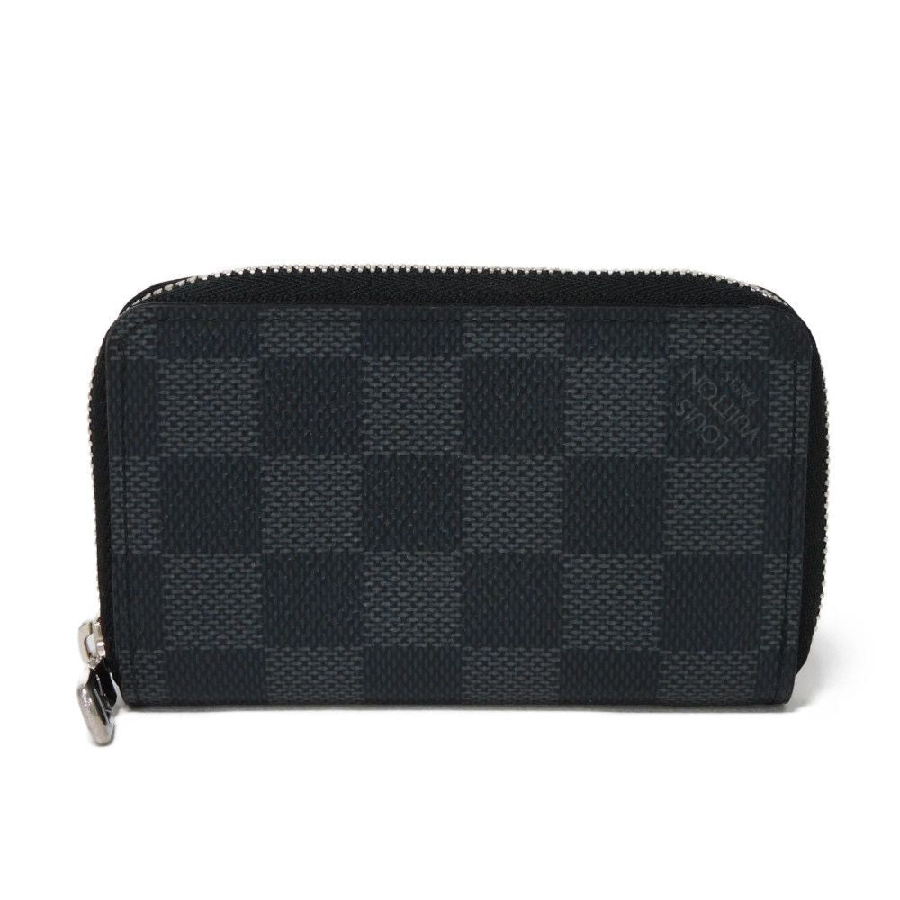 LOUIS VUITTON Coin case N63076 Damier Graphite canvas x grained leather (embossed) Noir Damier Graphite Zippy coin purse