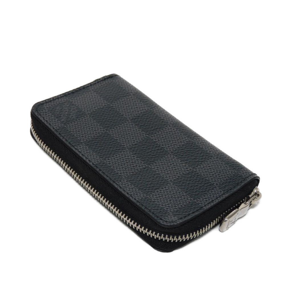LOUIS VUITTON Coin case N63076 Damier Graphite canvas x grained leather (embossed) Noir Damier Graphite Zippy coin purse