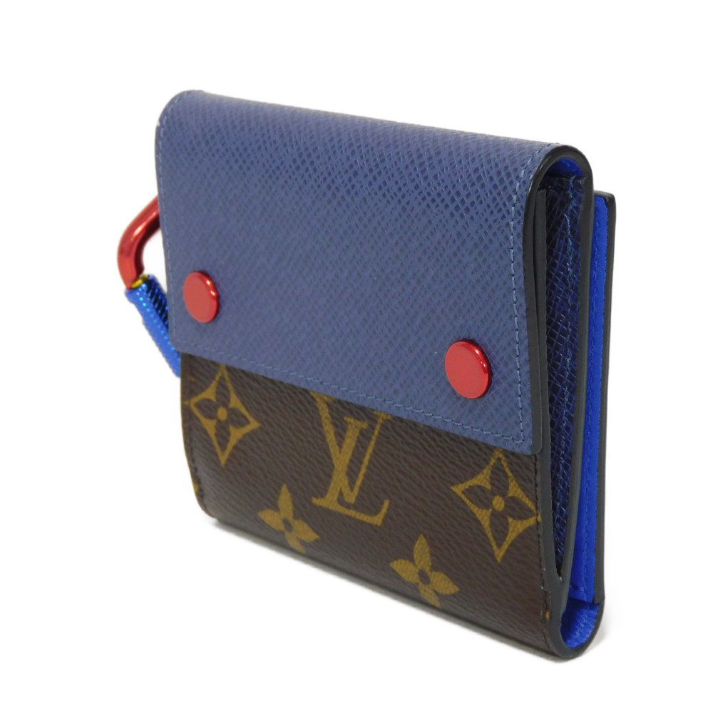 LOUIS VUITTON Bifold Wallet M63041 Monogram canvas x grain leather blue Monogram Pacific Compact wallet