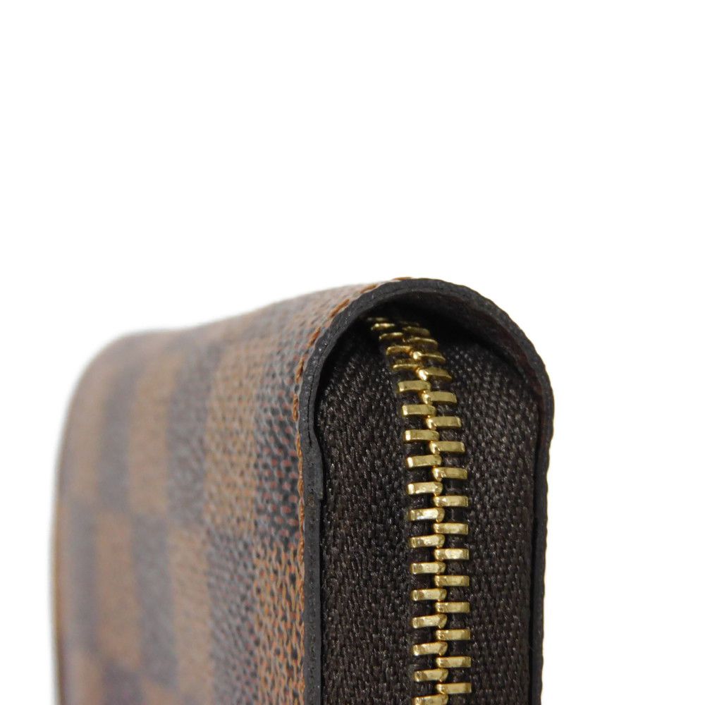 LOUIS VUITTON Coin case N63070 Damier canvas x grain leather (embossed) Ebene Damier Zippy coin purse