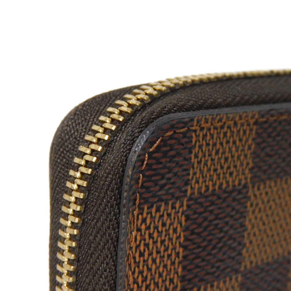LOUIS VUITTON Coin case N63070 Damier canvas x grain leather (embossed) Ebene Damier Zippy coin purse
