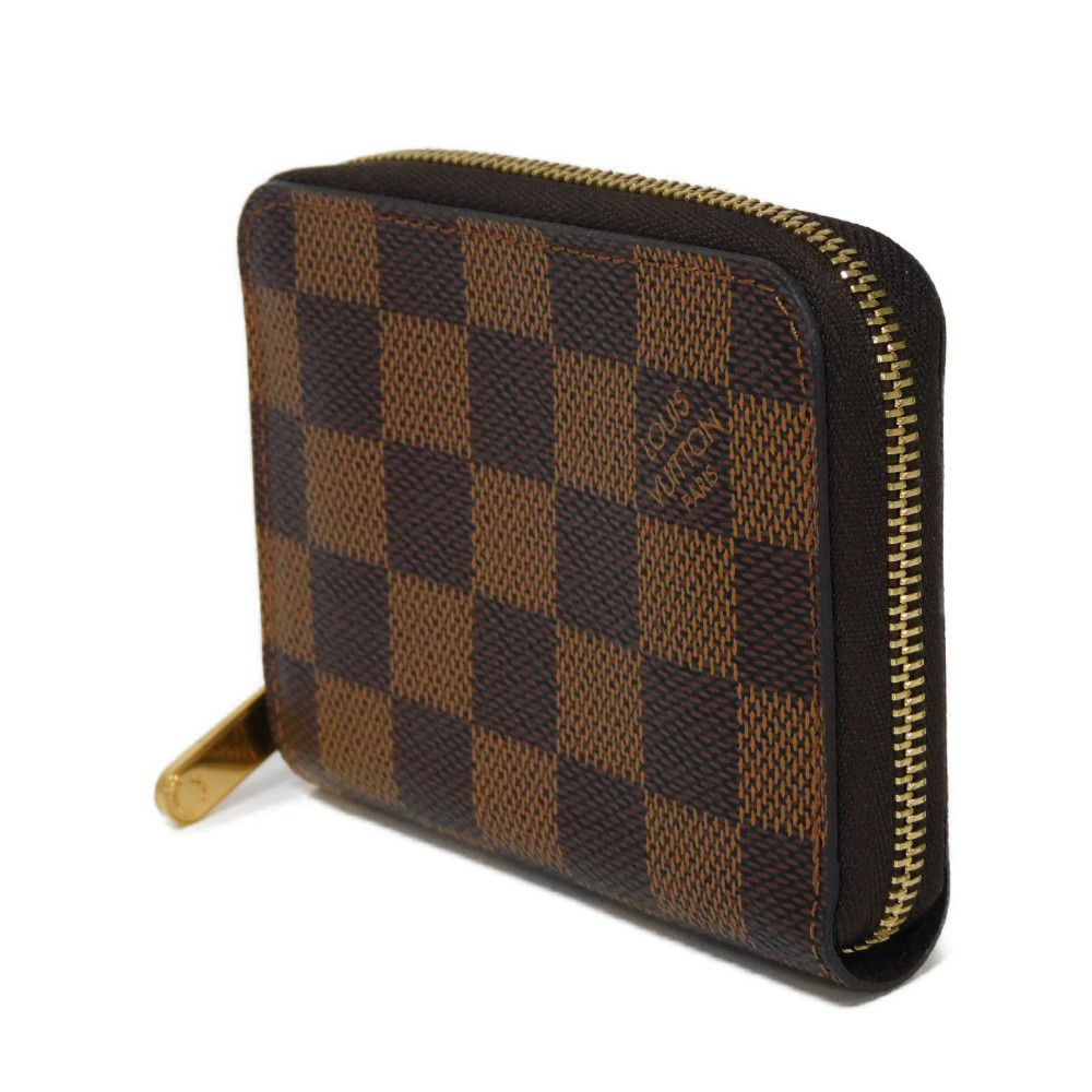 LOUIS VUITTON Coin case N63070 Damier canvas x grain leather (embossed) Ebene Damier Zippy coin purse
