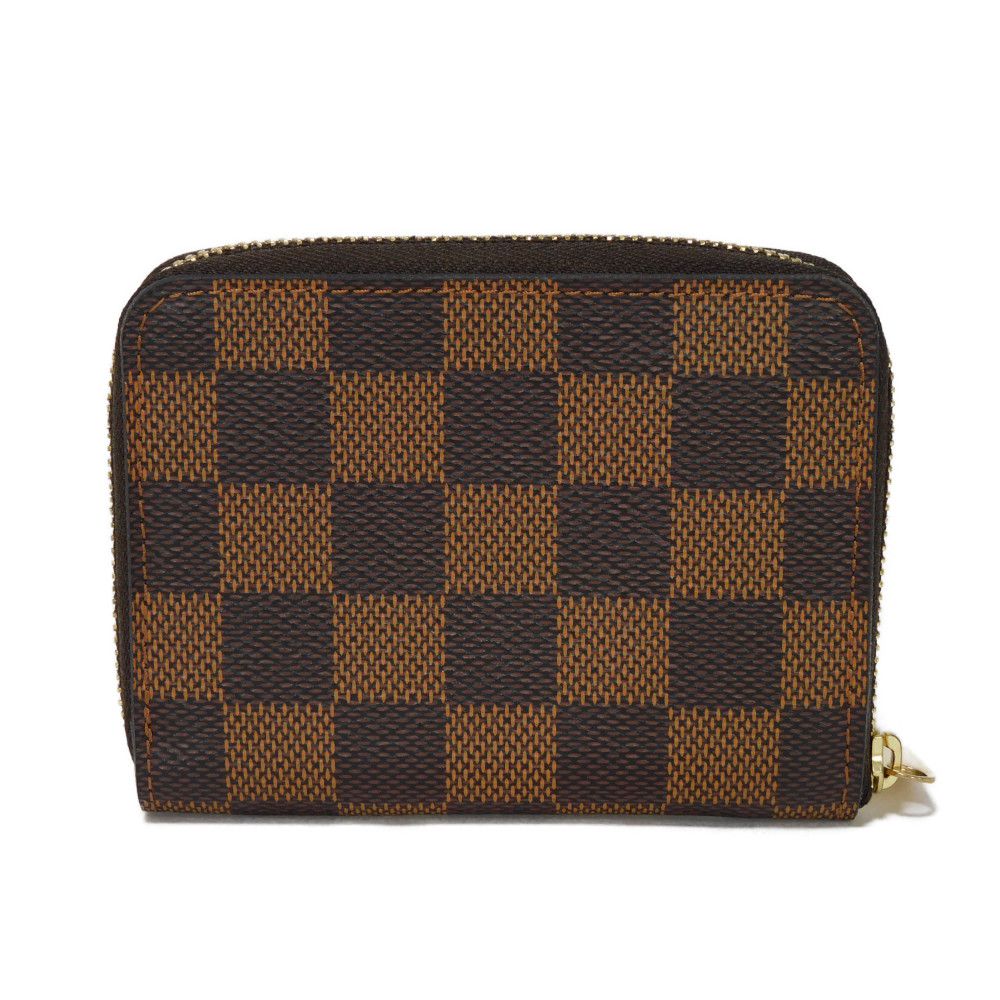 LOUIS VUITTON Coin case N63070 Damier canvas x grain leather (embossed) Ebene Damier Zippy coin purse