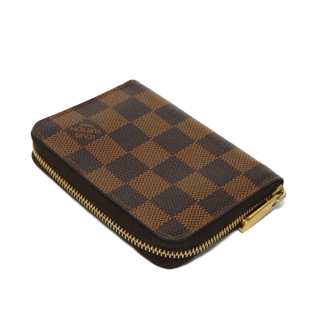 LOUIS VUITTON Coin case N63070 Damier canvas x grain leather (embossed) Ebene Damier Zippy coin purse
