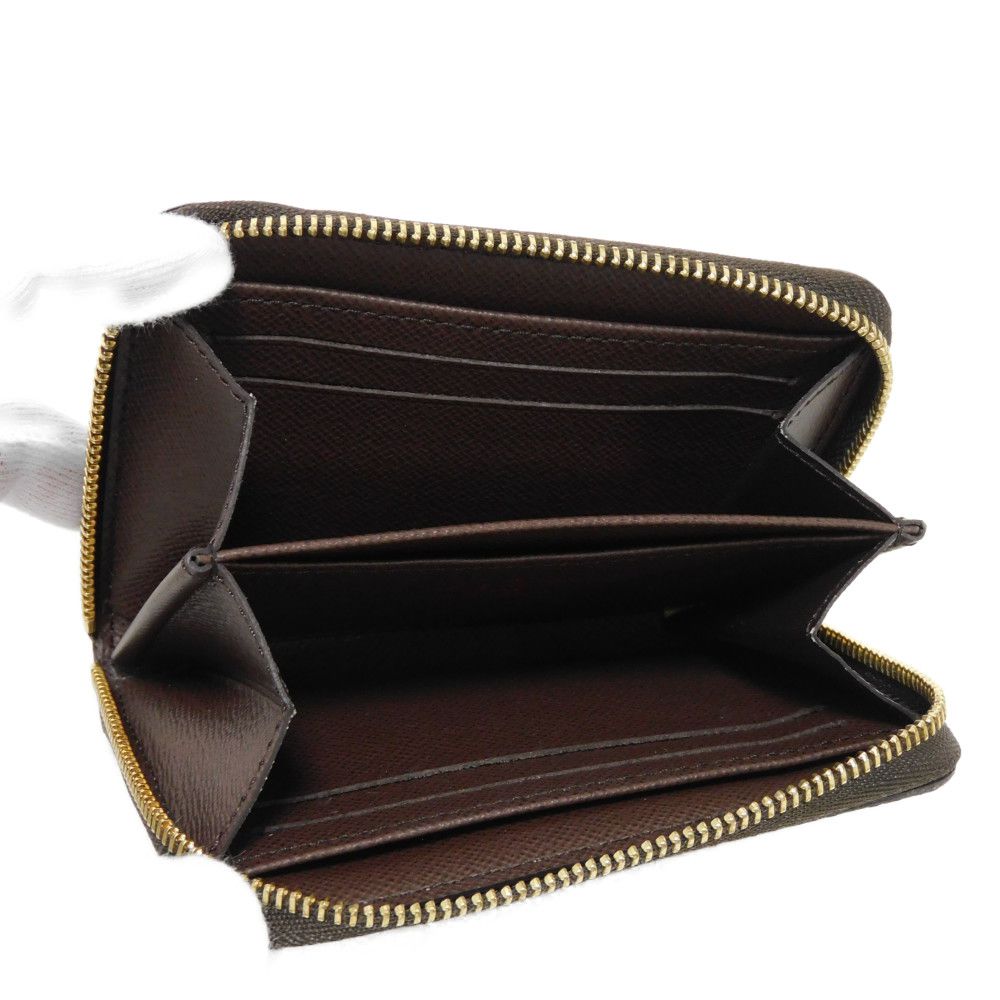 LOUIS VUITTON Coin case N63070 Damier canvas x grain leather (embossed) Ebene Damier Zippy coin purse
